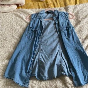 Fake denim button up tank top